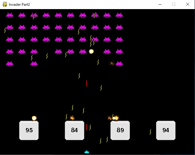 Ai Pygame Pygameで作るインベーダー風ゲーム 第2回 改造編その2 壁の爆発 敵の移動範囲変更 追加攻撃 フォームズのブログ